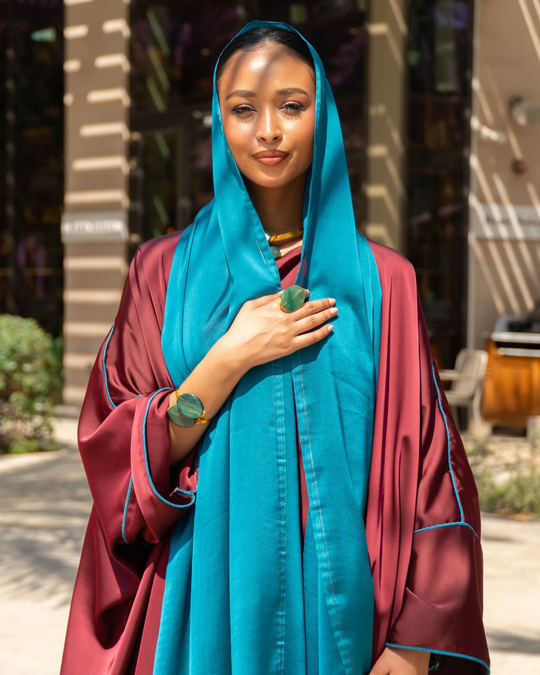 Maroon Japanese Silk Abaya