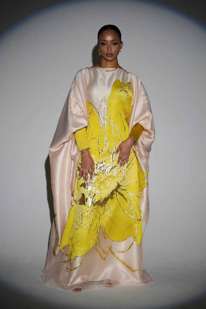 HAYZO pure textured silk organza with jaquard detailing and gold lurex