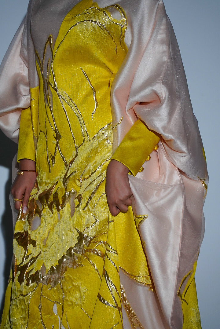 HAYZO pure textured silk organza with jaquard detailing and gold lurex