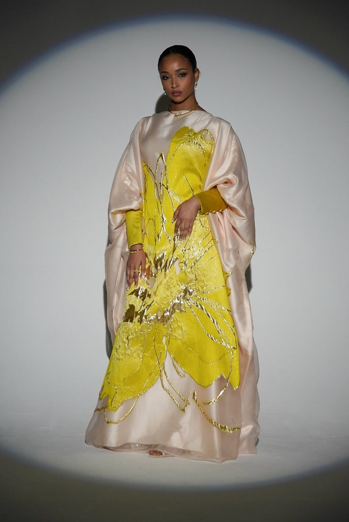 HAYZO pure textured silk organza with jaquard detailing and gold lurex