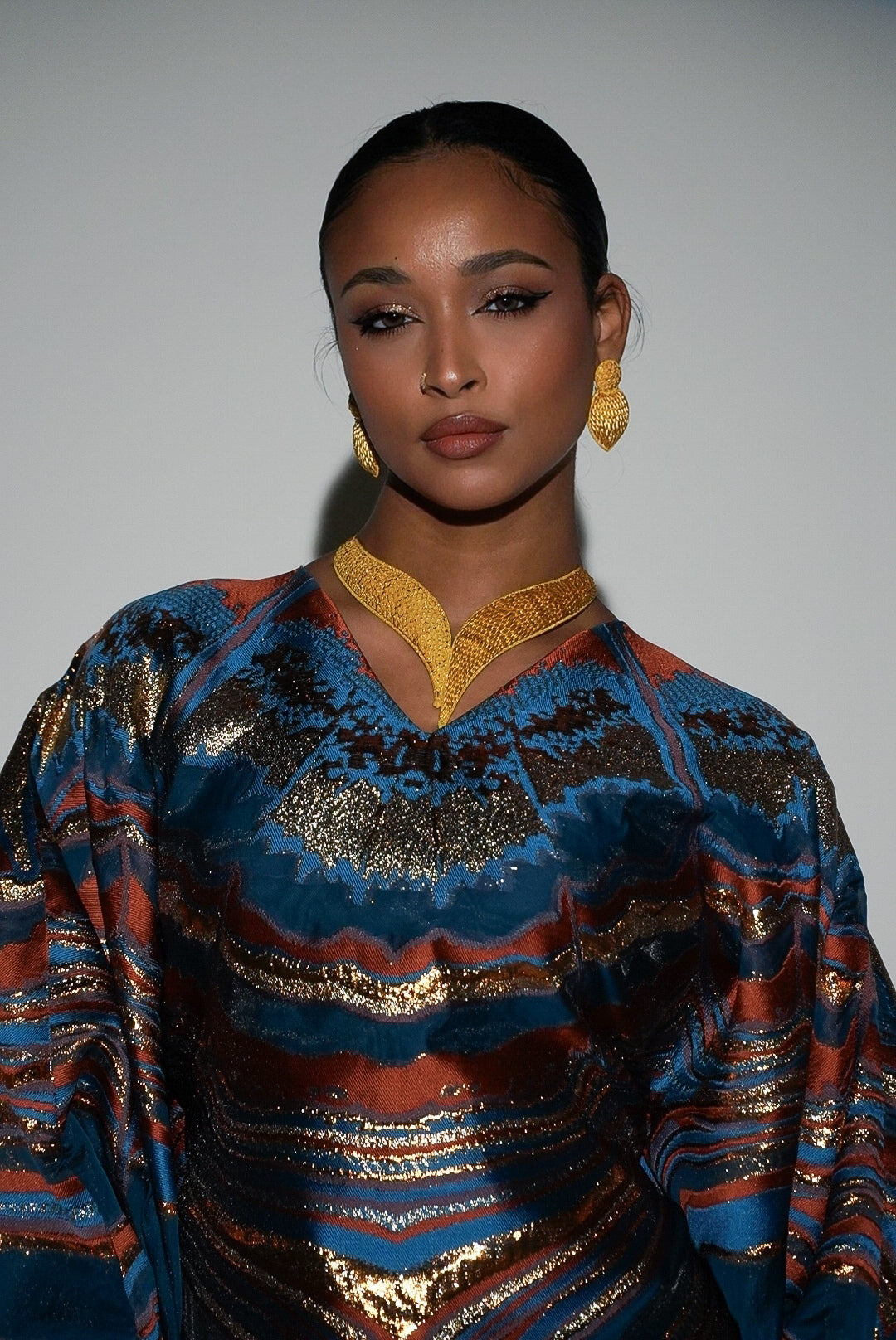 HAYZO Burnt Orange and Rich Teal Pure Silk Organza