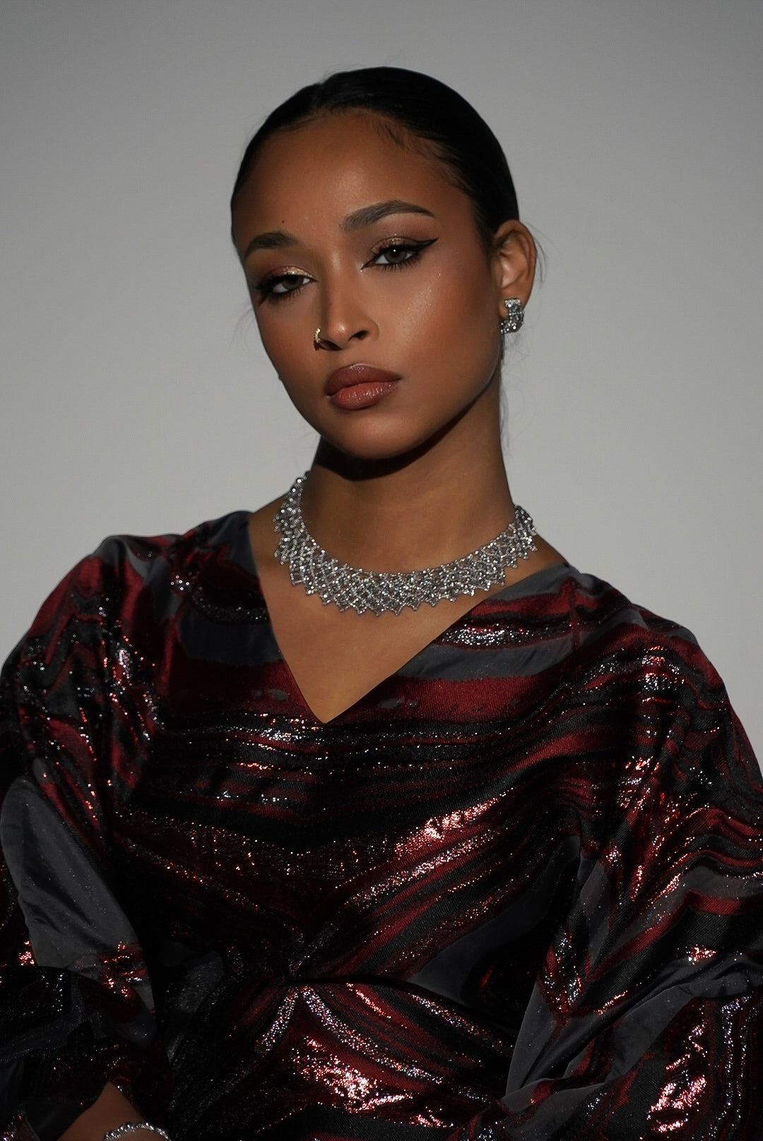 HAYZO Deep and Burgundy Red Pure Silk Organza