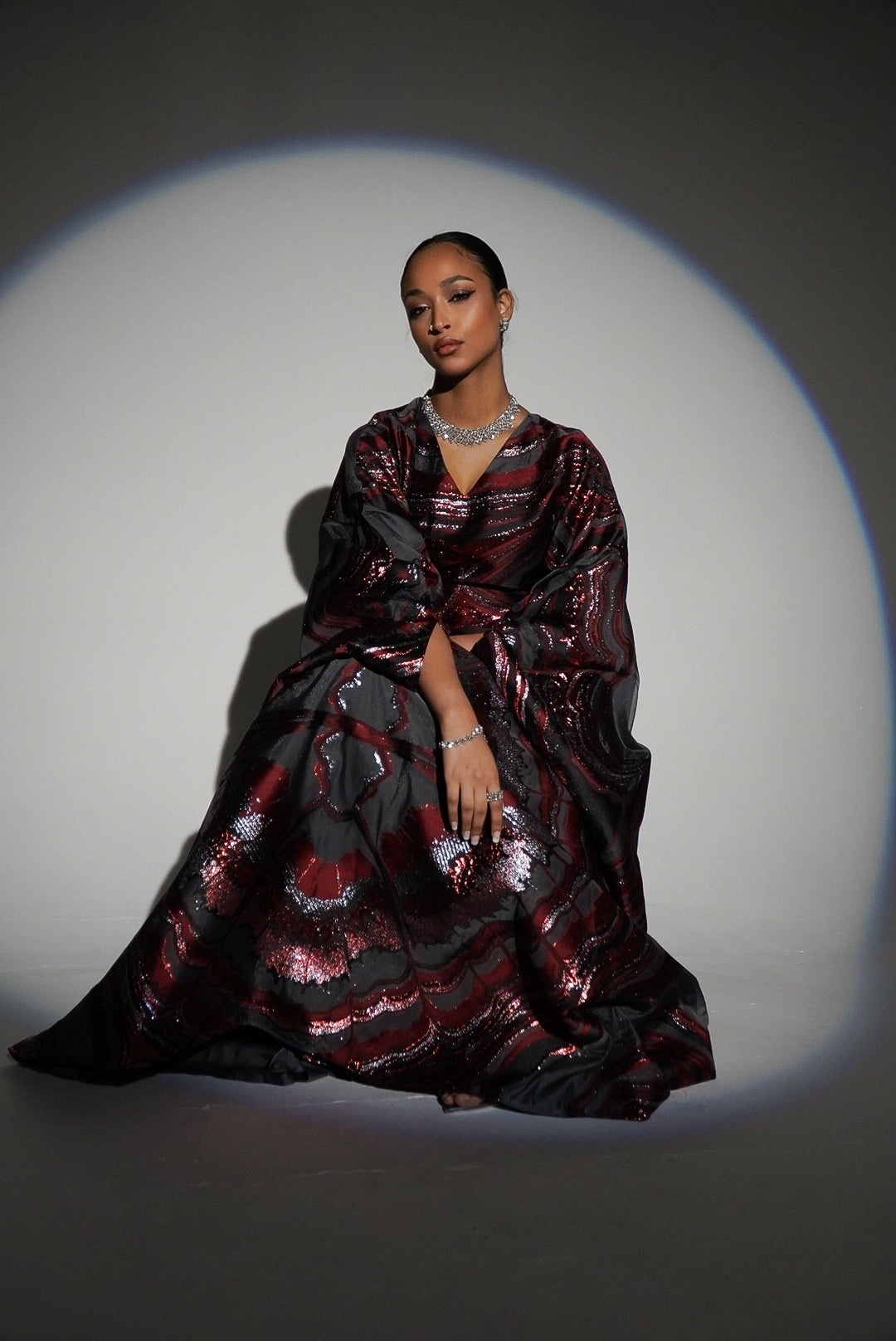 HAYZO Deep and Burgundy Red Pure Silk Organza