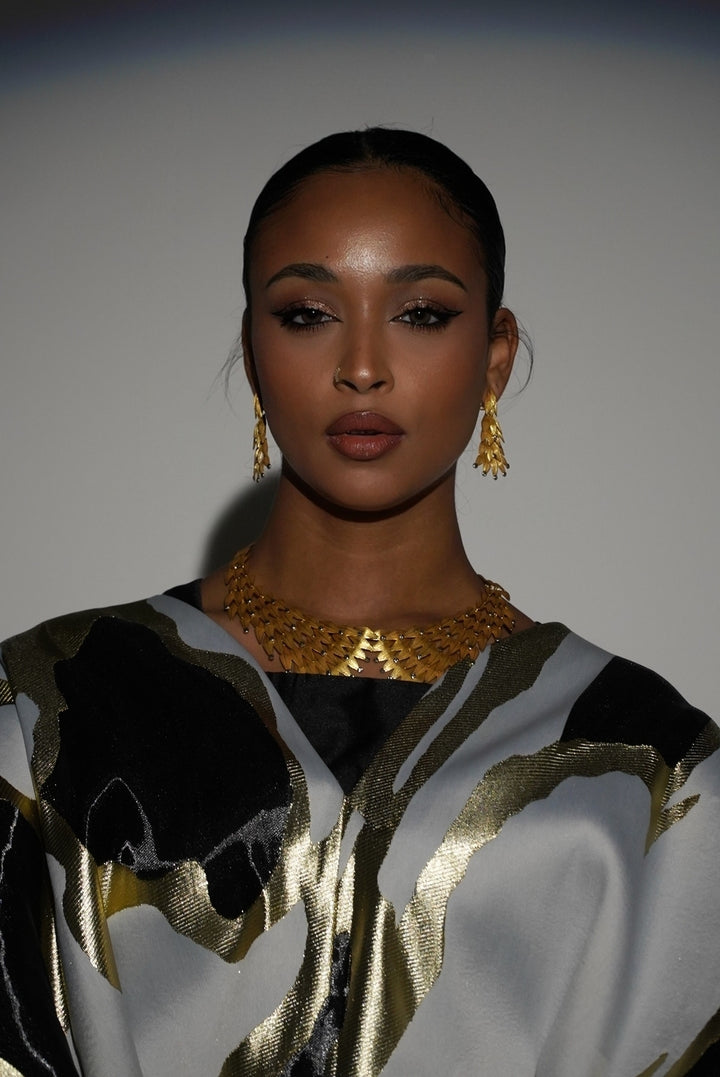 HAYZO Pure Silk Liquid Organza with Jaquard Detailing