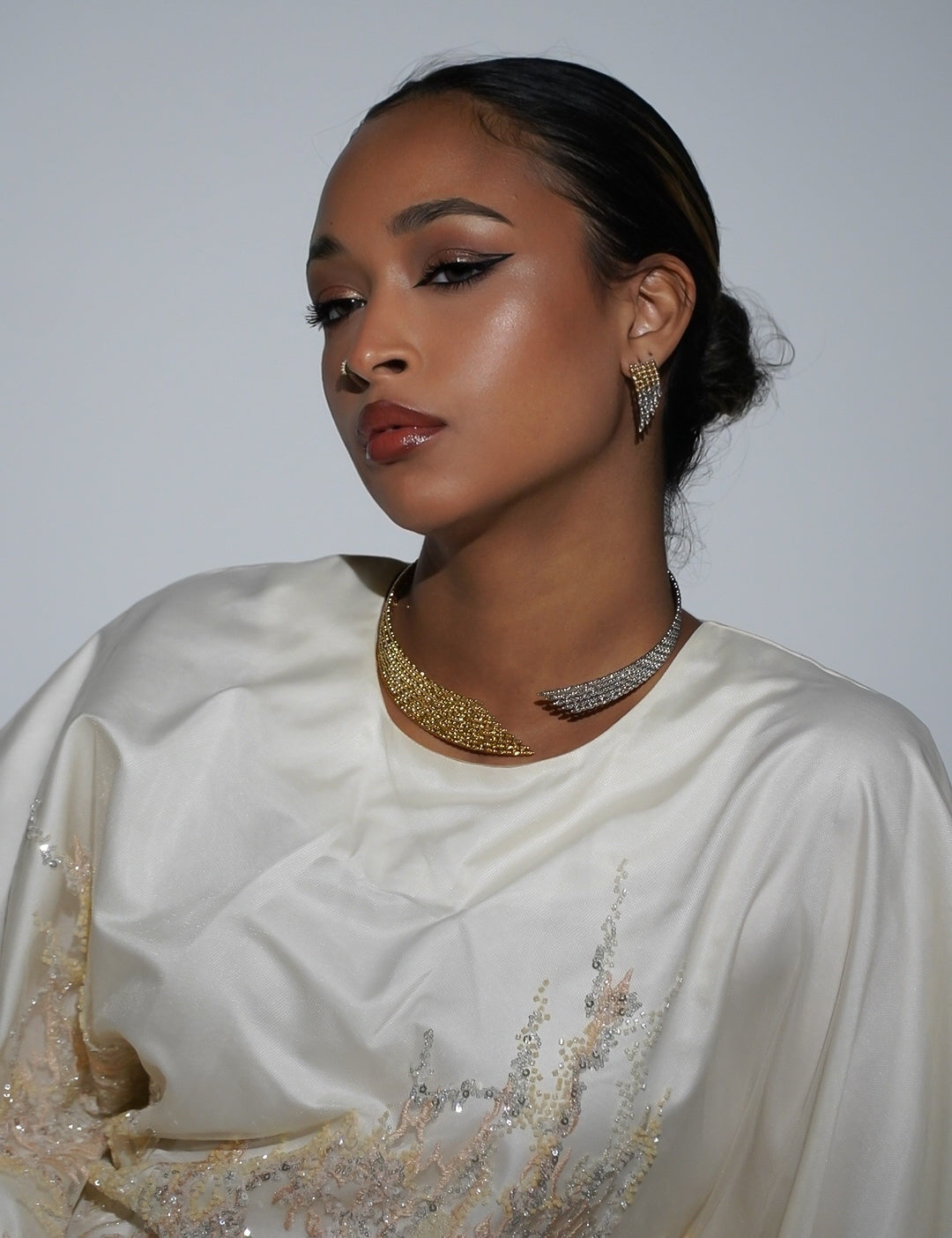 HAYZO Hand Beaded French Tulle Kaftan