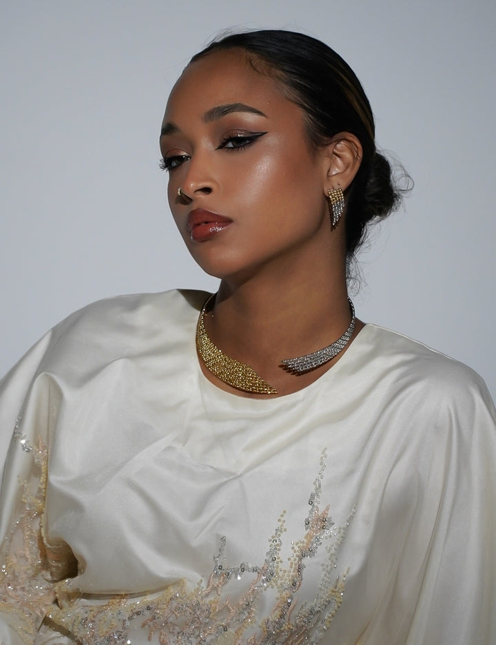 HAYZO Hand Beaded French Tulle Kaftan